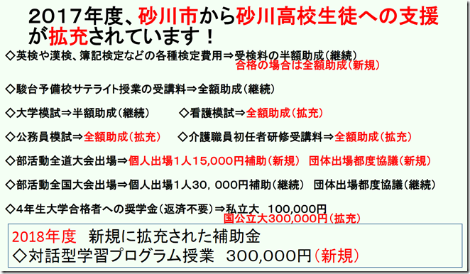 砂川高校への支援